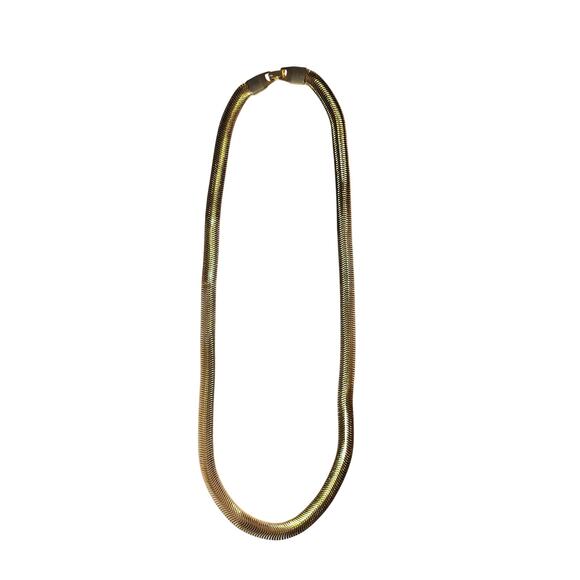 Gold Necklace Thick Chunky Herringbone Vintage Statement MCM Mid-Century Modern - Picture 2 of 10